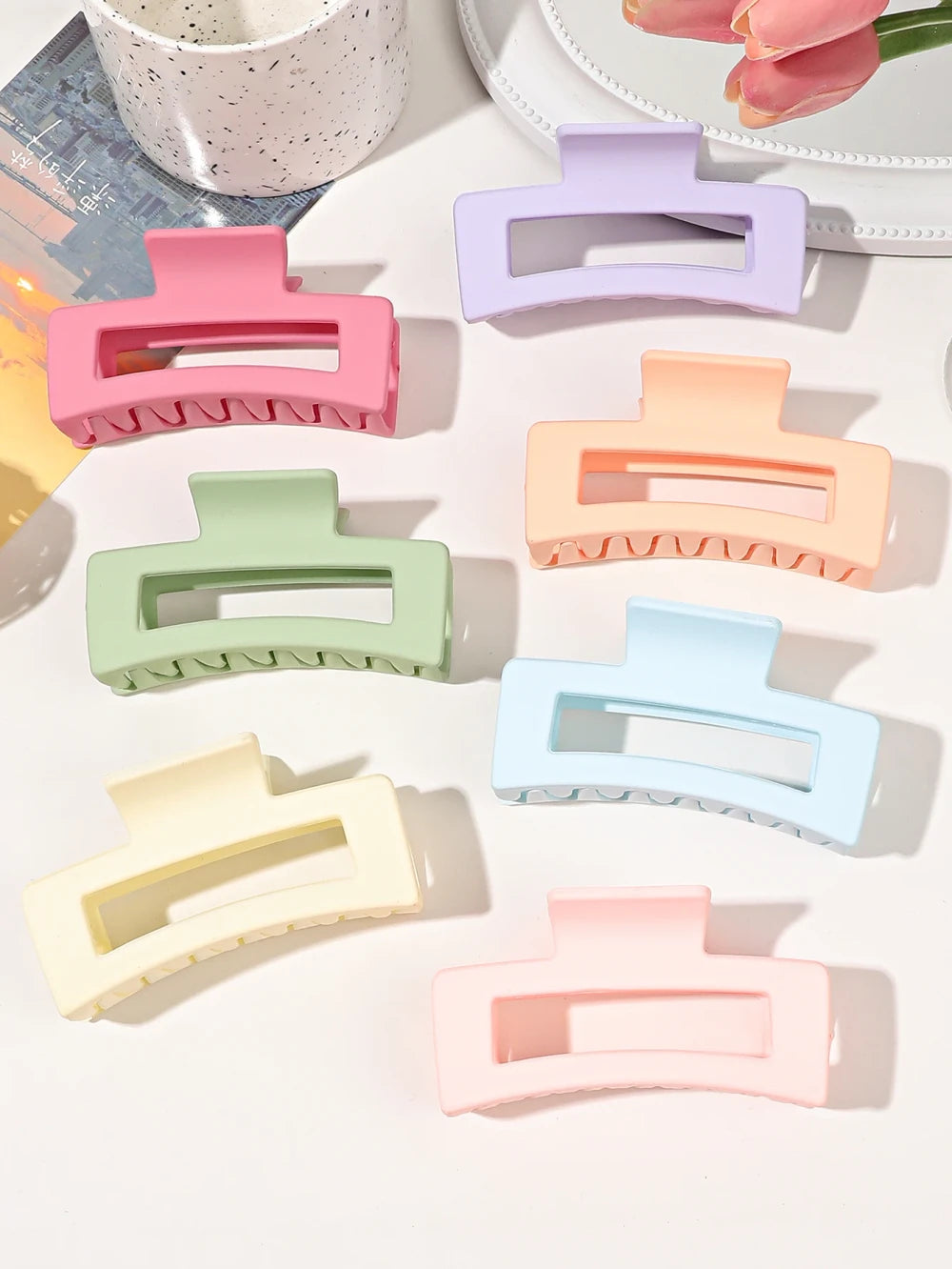Matte Square Hair Claw Clips